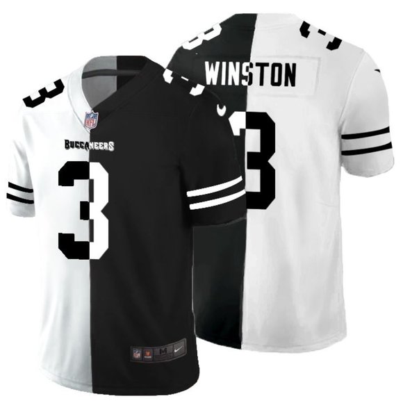 Men's Seattle Seahawks #3 Russell Wilson Black & White NFL Split Limited Stitched Jersey